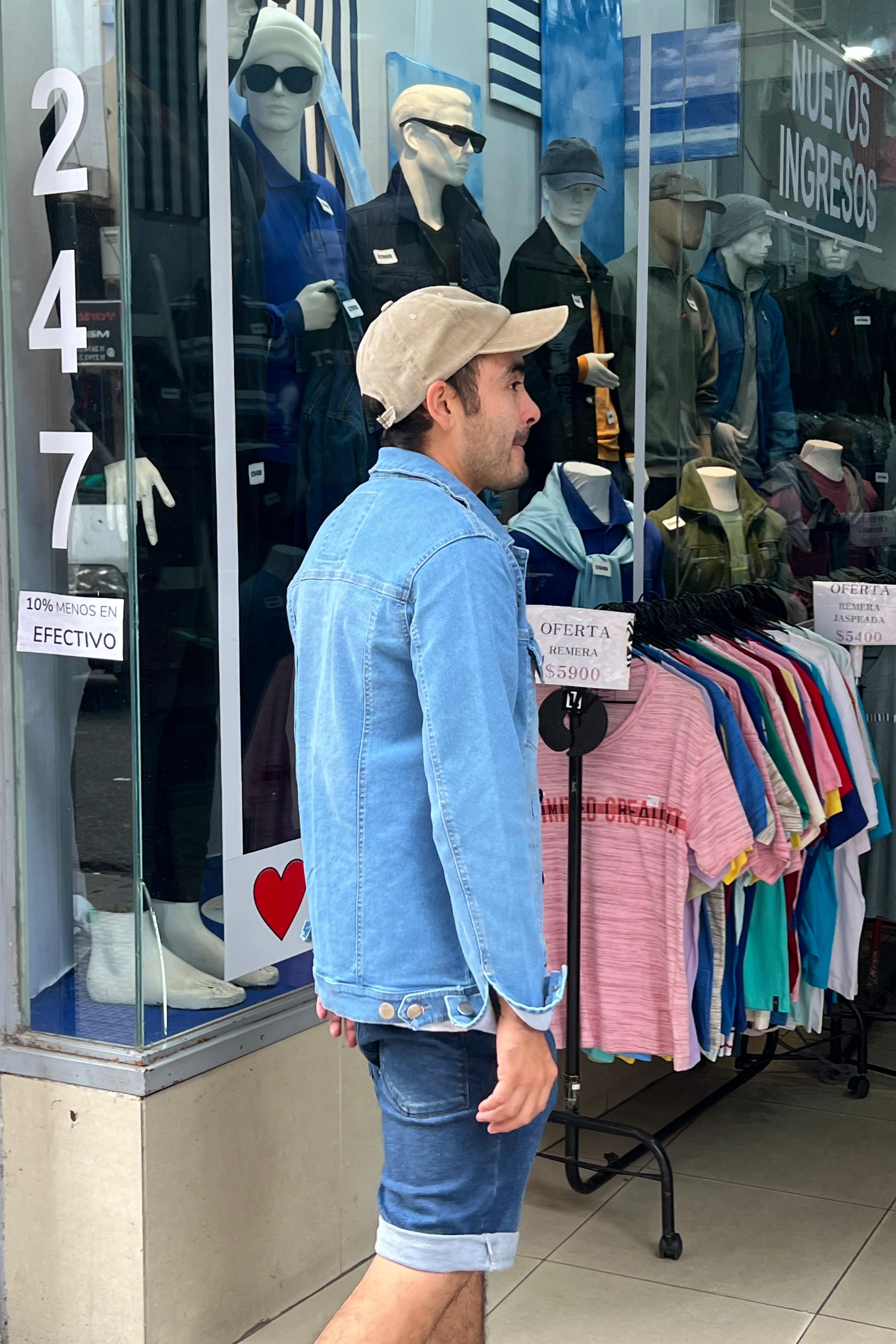 CAMPERA DE JEAN celeste elastizado