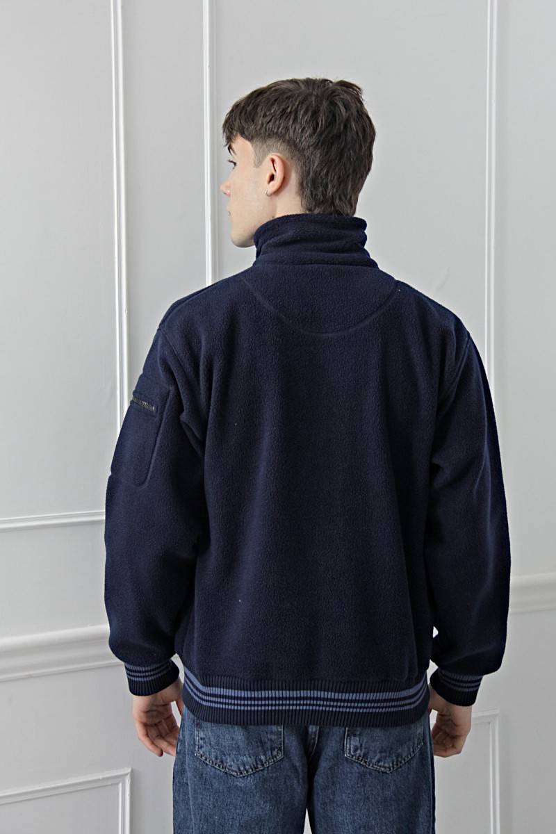 CAMPERA POLAR C/ CINTURA DETALLLE RAYADO