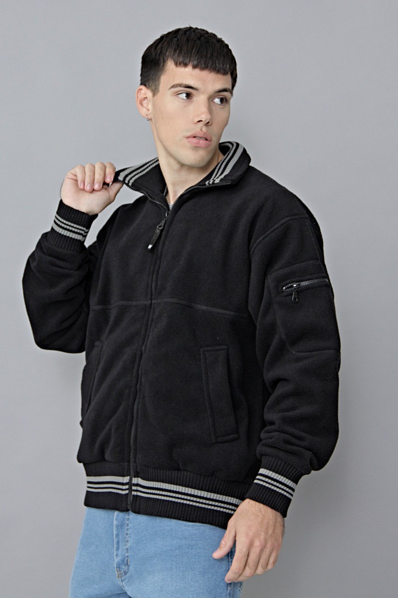 CAMPERA POLAR C/ CINTURA DETALLLE RAYADO